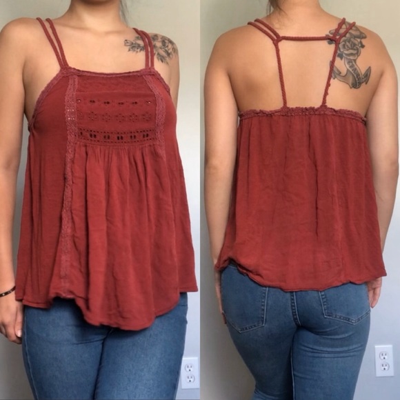 American Eagle Outfitters Tops - American eagle maroon strappy back tank XS